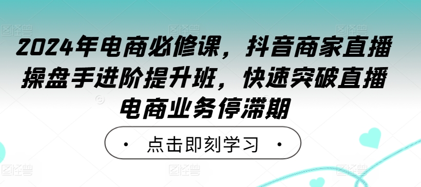 2024年电商必修课，抖音商家直播操盘手进阶提升班，快速突破直播电商业务停滞期-第1张图片-技术网导航